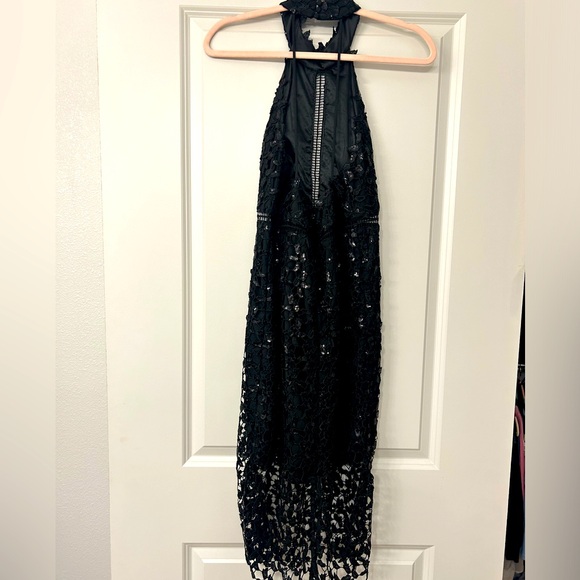 Bardot Black Sequin Midi Dress Size 6 - Picture 3 of 3